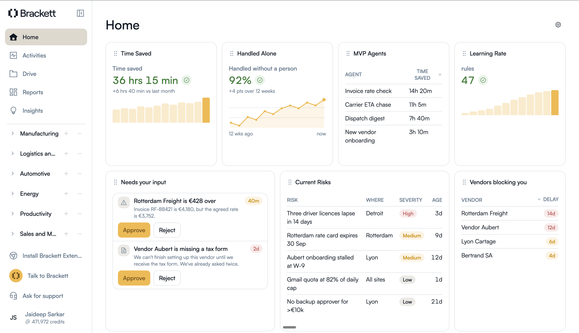 Brackett Home dashboard